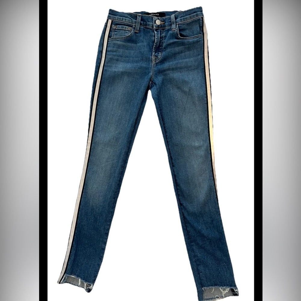 J Brand Women's Reflective Stripe Skinny Ankle Jeans Size‎ 26 Wash Blue (0557)